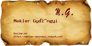 Mekler Gyöngyi névjegykártya